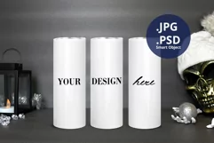 Scary Christmas 20oz Skinny Tumbler mockup Full wrap, PSD Product Image 1