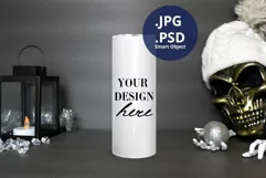 20oz Skinny Tumbler mockup Scary Christmas, Alternative Xmas Product Image 1