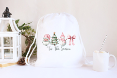 Tis the Season Pink Christmas PNG, Santa, Snowman Tree, Bow Product Image 2