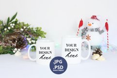 11oz & 15oz Christmas Mugs Mockup, Two Christmas Mugs Mockup Product Image 1