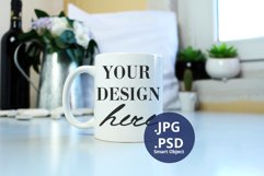 11oz White Mug mockup PSD, Neutral background PSD & JPG Product Image 1