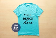 Neon Blue Unisex T-shirt Mockup, PSD Mockup JPG Product Image 1