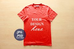 Red Unisex T-shirt Mockup, PSD Mockup JPG Product Image 1