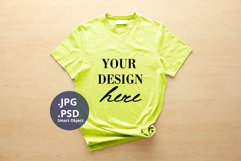 Neon Yellow Unisex Female T-shirt Mockup, PSD Mockup JPG Product Image 1