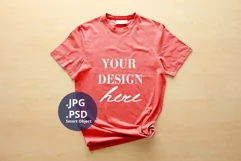 Red Unisex Female T-shirt Mockup, PSD Mockup JPG Product Image 1