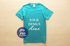 Neon Blue Men T-shirt Slim Fit Unisex Mockup, PSD Mockup JPG Product Image 1