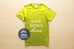 Neon Yellow T-shirt for Man Unisex Slim Fit Mockup, PSD Mock Product Image 1