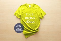 Neon Yellow T-shirt for Woman Mockup, PSD Mockup JPG Product Image 1