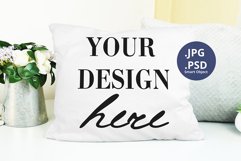 White Pillow Mockup on Minimalist Background, Cushion mockup Product Image 1