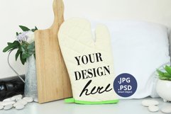 White Pot holder PSD mockup, Oven mitt glove mockup, Kitchen Product Image 1