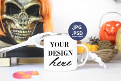 Halloween Camping Mug mockup PSD, Travel Cup Mockup Skull Product Image 1