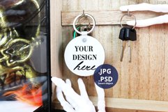 White sublimation Halloween Keychain mockup with Skull Product Image 1