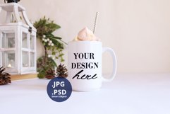 15 Oz white mug with topper Christmas Mockup PSD Product Image 1