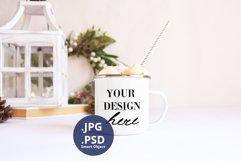 Camping mug with topper Christmas Mockup PSD, JPG mockup Product Image 1