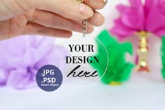 Transparent Keychain Mardi Gras background Mockup, PSD Mock Product Image 1