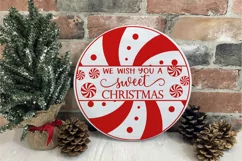 Christmas round sign SVG We wish you a sweet Christmas Candy Product Image 4
