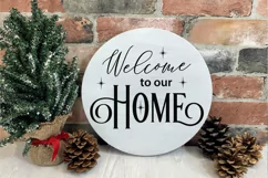 Welcome to our Home Christmas porch door round sign svg Product Image 4