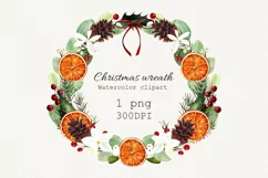 Watercolor christmas wreath clipart. Sublimation designs Product Image 1