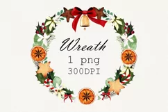 Watercolor christmas wreath clipart. Sublimation designs Product Image 1