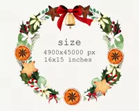 Watercolor christmas wreath clipart. Sublimation designs Product Image 5