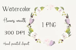 Watercolor valentines wreath clipart. Hearts frame png Product Image 1