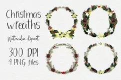 Christmas wreaths clipart. Sublimation designs Product Image 1