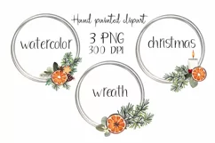 Christmas wreaths clipart with orange slices.Sublimation PNG Product Image 1