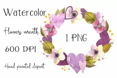 Watercolor valentines wreath clipart. Hearts frame png Product Image 1
