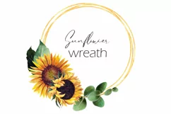 Watercolor sunflower wreath clipart. Sublimation PNG Product Image 1