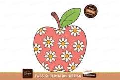 Pink apple with white daisy pattern flower Product Image 1