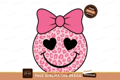 Pink leopard smiley face with bow image Product Image 1