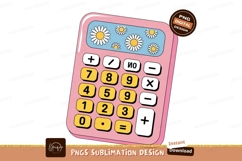 Pink calculator daisy floral design yellow white Product Image 1
