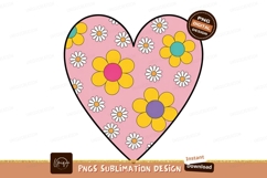 Pink heart with yellow flowers daisy Product Image 1