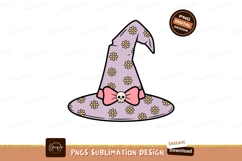 Purple witch hat with pink bow and skull image Product Image 1