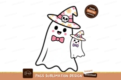 Cute ghosts wearing floral witch hats halloween Product Image 1