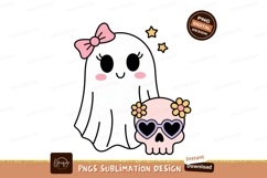 Cute ghost and skull with flowers heart sunglasses Product Image 1