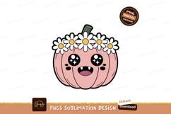 Pink pumpkin with flower crown daisy Product Image 1
