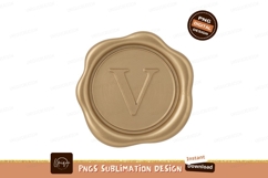 Golden wax seal impression letterv Product Image 1