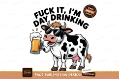Cool cow drinking beer sunglasses black Product Image 1