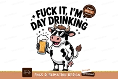 Cool cow drinking beer sunglasses beverage Product Image 1