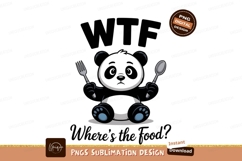 Panda holding fork spoon eating food Product Image 1