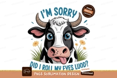 Cow with tongue out and flowers black white Product Image 1