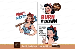 Retro woman with axe and cigarette image Product Image 1