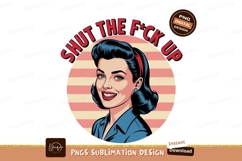 Retro woman smiling with bold text image Product Image 1