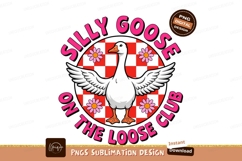 White goose pink flowers checkered background bird Product Image 1