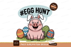 Pig wearing bunny ears with easter eggs image Product Image 1
