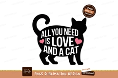 Cat silhouette with hearts and text pink love Product Image 1