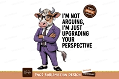 Cow wearing suit and glasses purple Product Image 1
