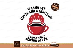 Red croissant coffee cup logo breakfast Product Image 1
