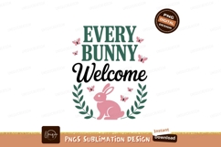Pink bunny with butterflies and leaves green Product Image 1